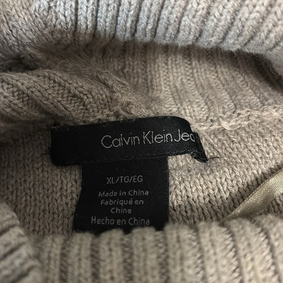 Women’s Calvin Klein Size XL 100% Cotton Cowl Neck Short Sleeve Brown Sweater - Picture 3 of 6